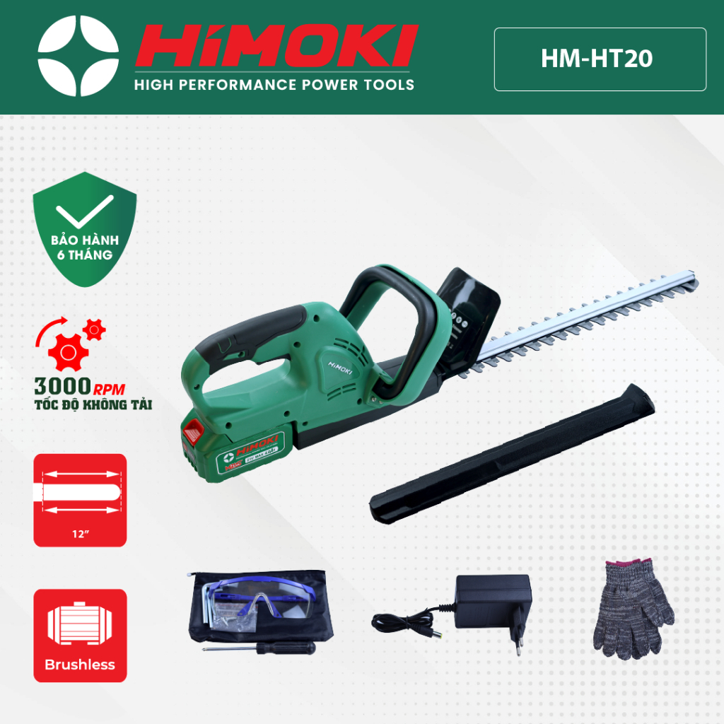Máy cắt tỉa hàng rào cây cảnh Himoki HM - HT20 động cơ lõi đồng 100% - Công suất 3000W - Tặng mắt kinh và gằng tay