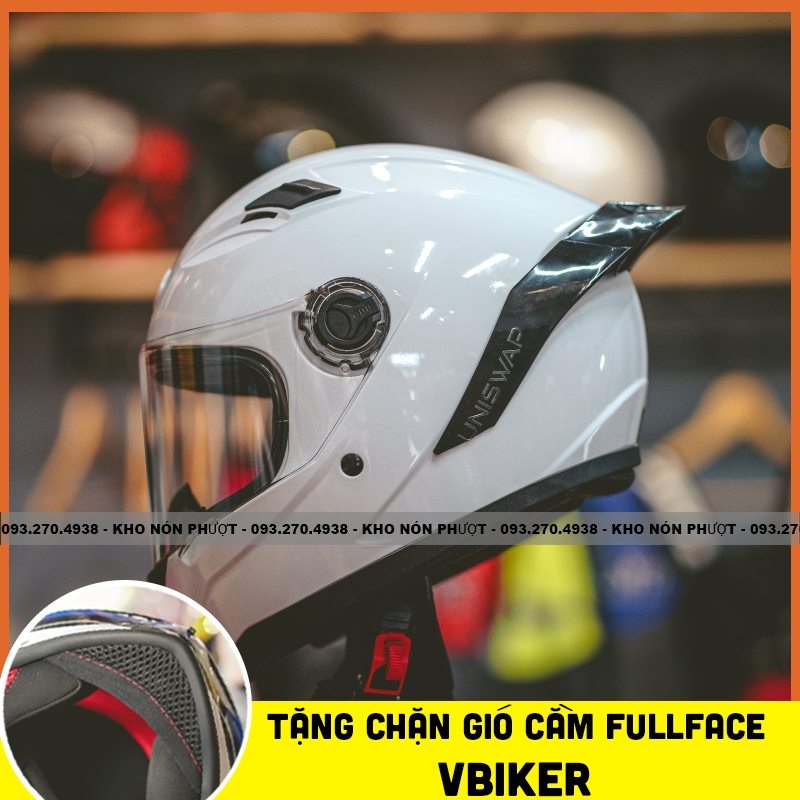CÓ VIDEO - nón bảo hiểm Fullface AGU đen bóng Pista siêu ngầu kèm che gió cằm bụi và đuôi gió biker