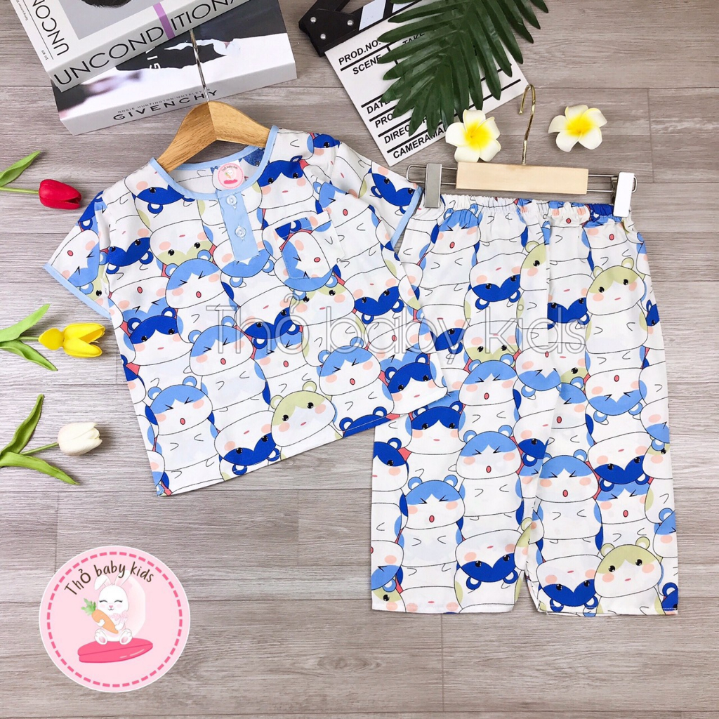 Bộ lanh/tole/tôn bé trai tay ngắn quần dài thỏ baby kids