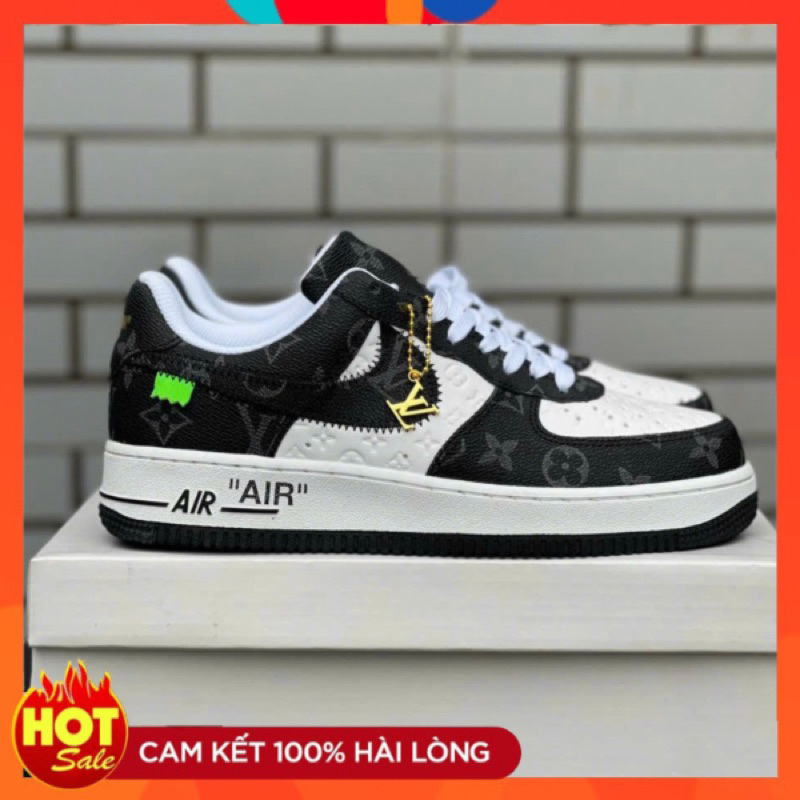 Giày Nike_AF1 LV Black, Giày Air Force 1 LV Đen, Xám Hàng Cao Cấp Giày thể thao LV vân đen bản mới nhất 2023 Full mẫu