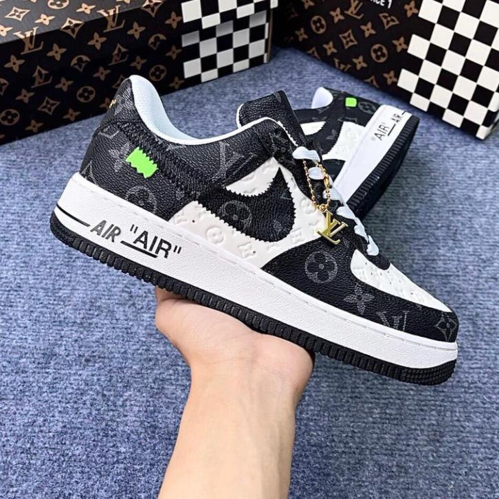Giày Nike_AF1 LV Black, Giày Air Force 1 LV Đen, Xám Hàng Cao Cấp Giày thể thao LV vân đen bản mới nhất 2023 Full mẫu