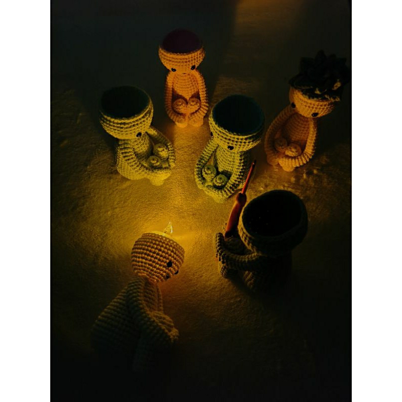 Chậu len dô tri decor kèm nến led