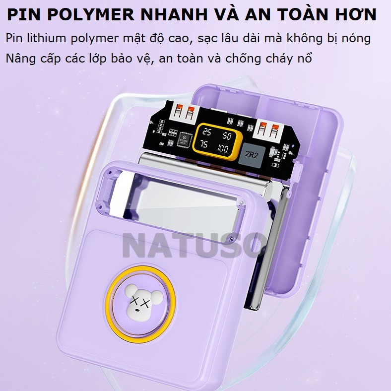 Sạc dự phòng 10000mAh YM169 dung lượng pin lớn tích hợp dây sạc nhanh 22,5w cho nhiều thiết bị điện thoại
