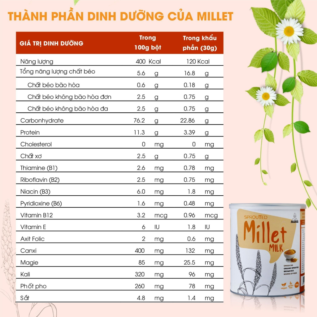 Sữa Hạt Millet Vị Gạo Hộp 700g, Sữa Hạt Dinh Dưỡng Thuần Chay Cho Cả Gia Đình - Nutivegan