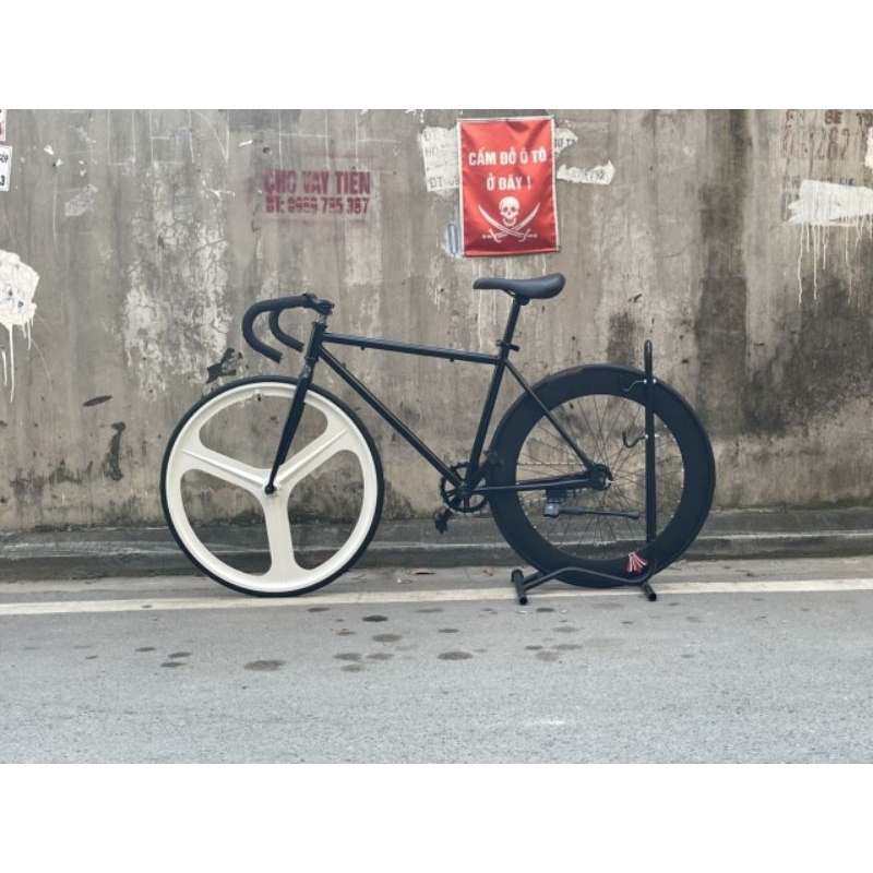 Xe đạp tay cong Fixed Gear bản nâng cấp vành sau 7cm xích hạt đậu - 2023