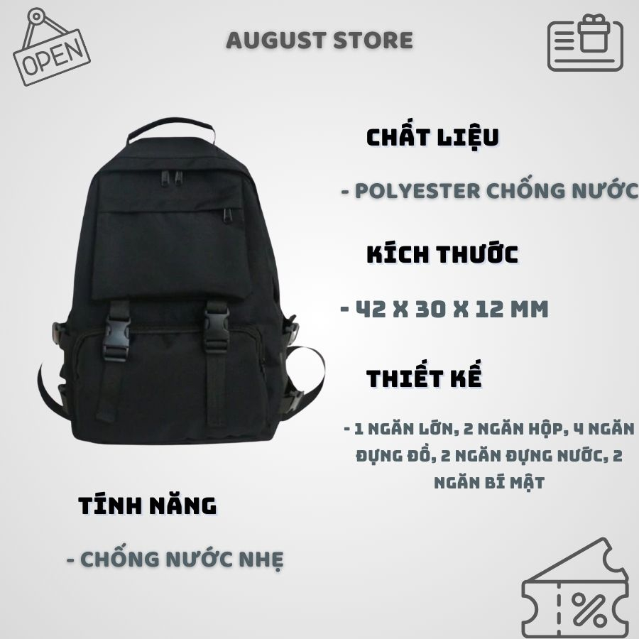 Balo Basic Ulzzang Trơn Chống Nước Nam, Nữ Style Cool Ngầu