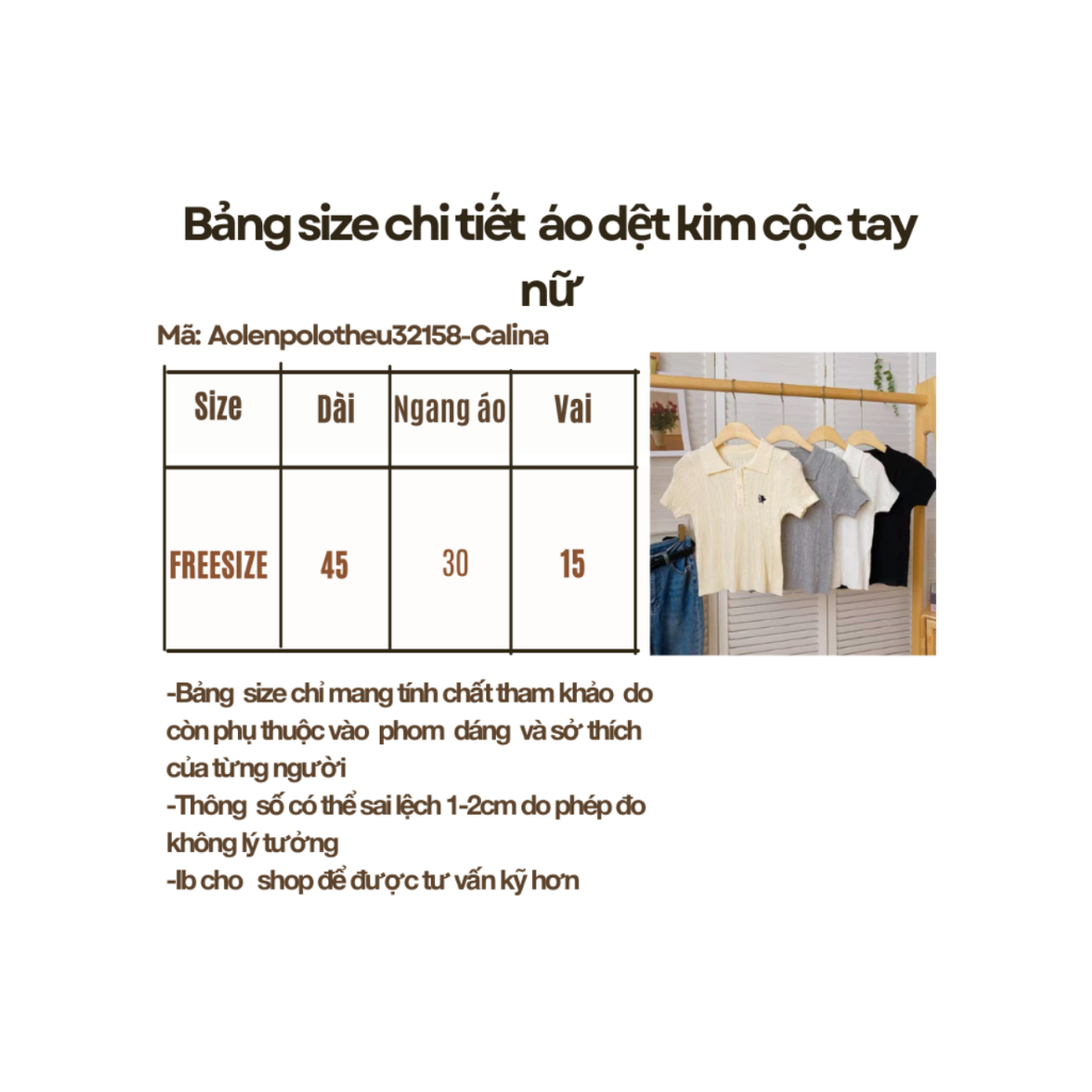 Áo len polo thêu cộc tay cổ đức dáng ôm phong cách Calina