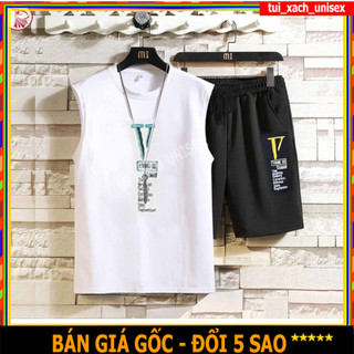 ❤️Giá Hủy Diệt❤️ Bộ đồ tập gym nam in chữ V kết hợp áo gym 3 lỗ nam cực chất/BỘ THỂ THAO NAM THUN LƯỚI MÈ MẶC THOÁNG
