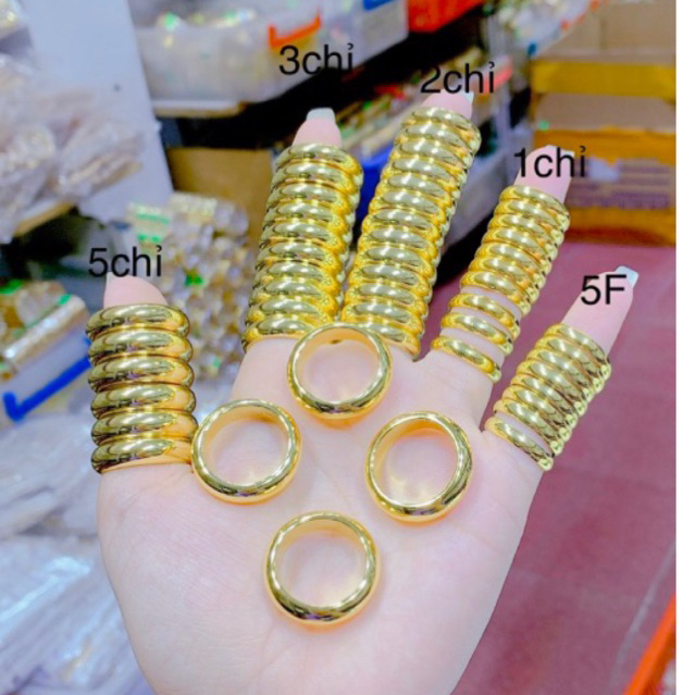 Nhẫn Trơn 5 Chỉ - 1 Lượng 24K Nam/Nữ có mộc 9999