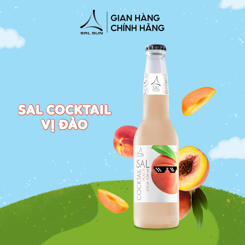 Thùng 6 chai SAL COCKTAIL PEACH Cocktail hoa quả vị đào 210ml/chai