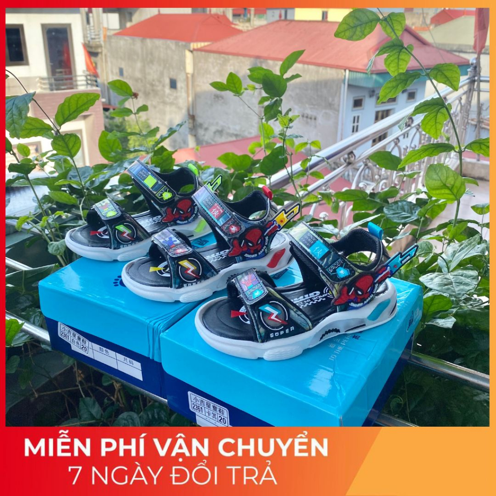 Dép Sandal Siêu Nhân cho bé tập đi da mềm mã 806 Quảng Châu cao cấp cho bé trai bé gái từ size 21 đến 32