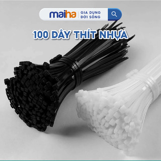 Túi 100 dây rút 150mm lạt nhựa đánh dấu buộc cố định vật dụng treo đa năng 2 màu đen trắng