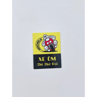 Tem dán hình Michelin xe ôm chỉ chở gái 6.5x5cm, tem có sẵn keo chống thấm nước