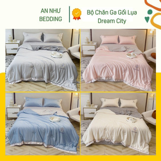 Bộ chăn ga gối phi lụa dream city 4 món an như bedding