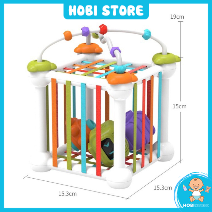 Hộp đan dây thả hình khối xúc giác đồ chơi Montessori busy đa năng phát triển đa giác quan giáo dục sớm cho bé 1 2 tuổi
