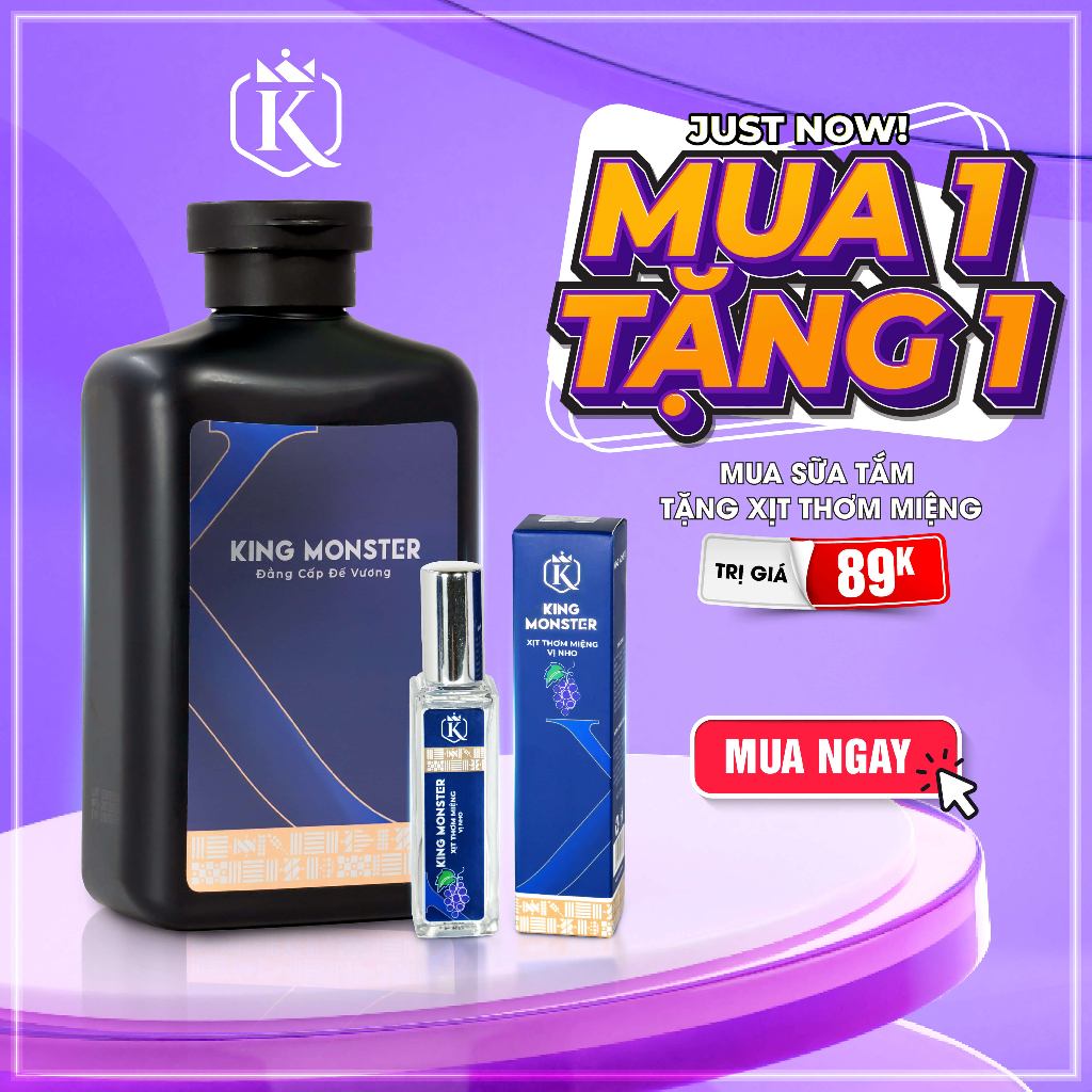 Sữa tắm gội hương nước hoa cao cấp KING MONSTER 3 in 1 350ml