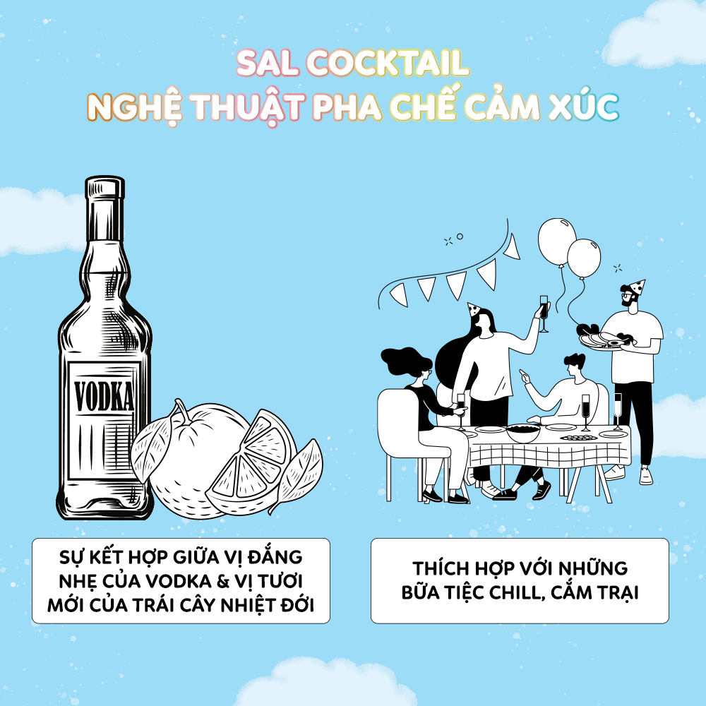 [Mã INCMT15 giảm 15K đơn 99K] Thùng 6 chai SAL COCKTAIL Mix vị trái cây 4,5 độ - Cocktail hoa quả nhiệt đới