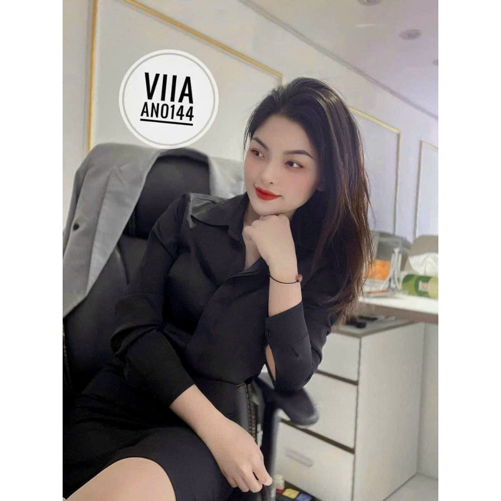 Áo lụa trơn đen sơ mi dài tay cao cấp công sở thiết kế, áo sơmi họa tiết thiết kế MQ Boutique