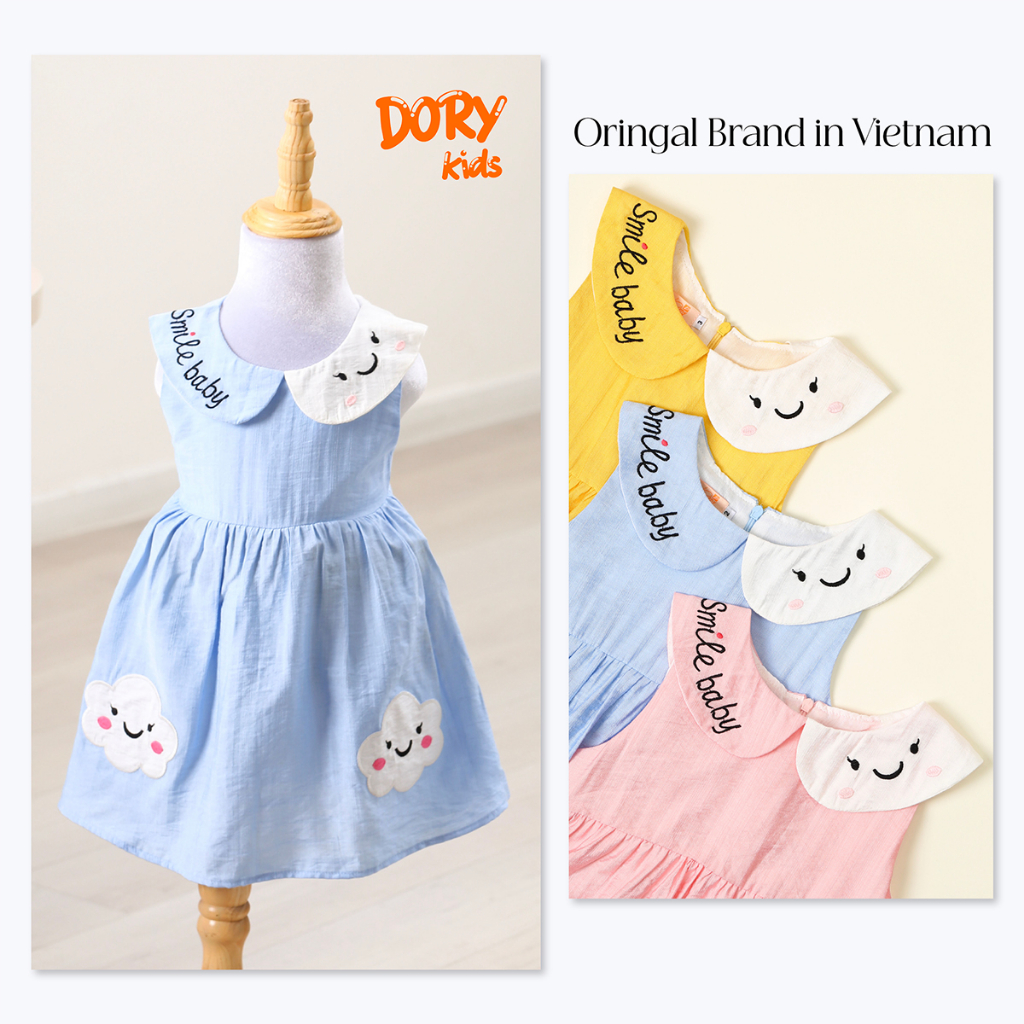 Váy Bé Gái Carrot DORYKIDS Họa Tiết Smile Dáng Baby Doll Chất Tơ Đũi Thấm Hút Mồ Hôi cho bé từ 10 ký đến 37 ký[V21]
