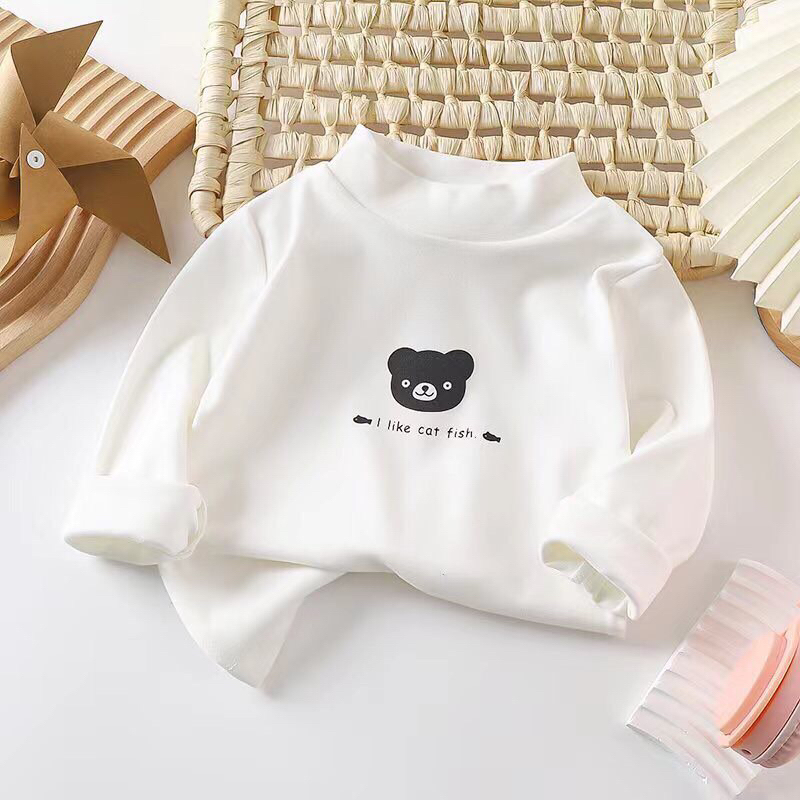 Áo giữ nhiệt cổ 3 phân hoạ tiết dễ thương cho bé trai và bé gái A26