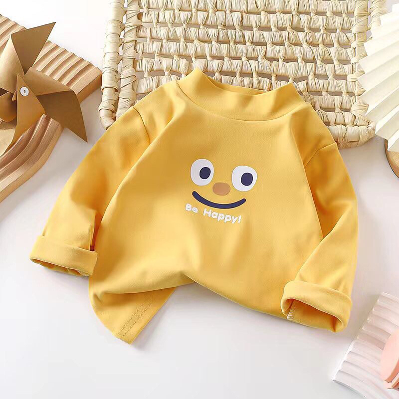 Áo giữ nhiệt cổ 3 phân hoạ tiết dễ thương cho bé trai và bé gái A26