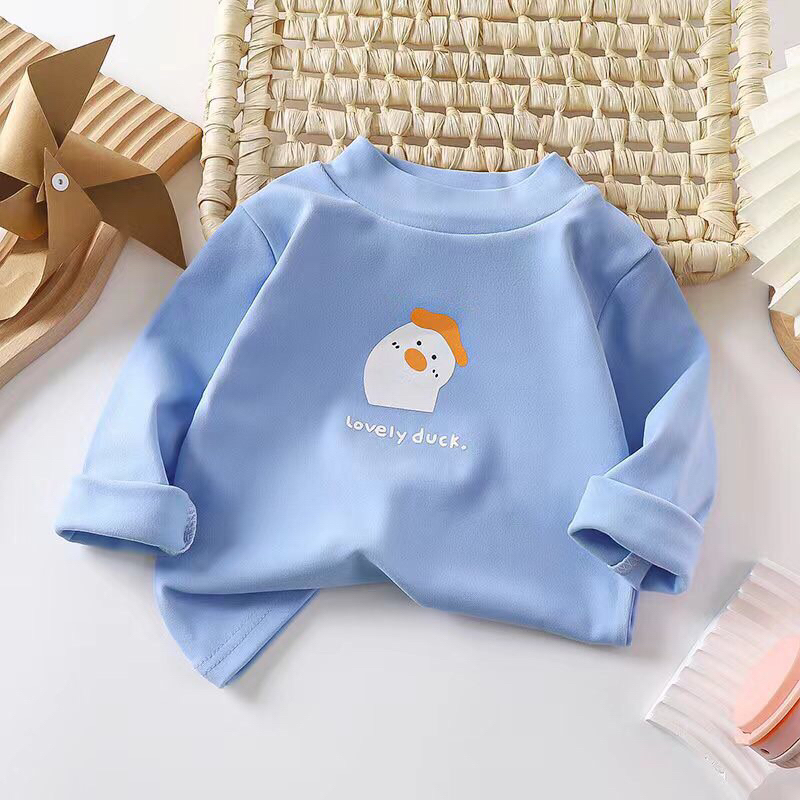 Áo giữ nhiệt cổ 3 phân hoạ tiết dễ thương cho bé trai và bé gái A26
