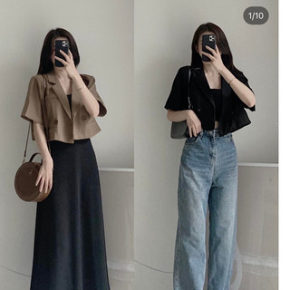 Áo Vest cộc tay dáng crotop đơn giản tinh tế mix đồ siêu xinh nhiều phong cách