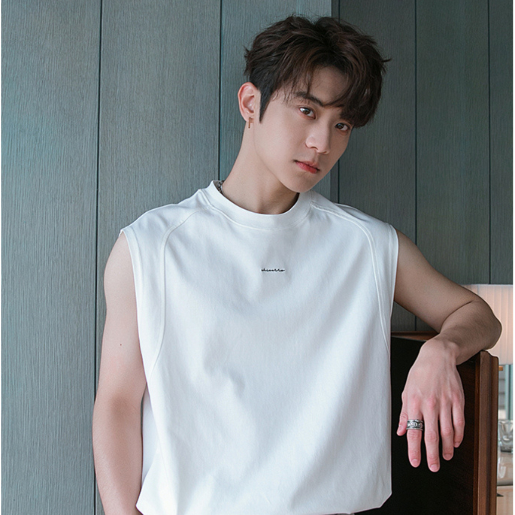 Áo ba lỗ nam sát nách thêu chữ CHICERRO trước ngực, form rộng vải thun cotton mềm mịn thoáng mát unisex big size,tanktop