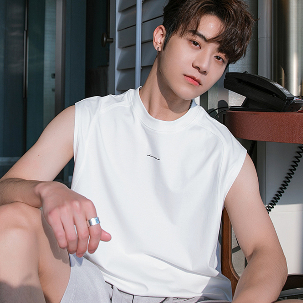 Áo ba lỗ nam sát nách thêu chữ CHICERRO trước ngực, form rộng vải thun cotton mềm mịn thoáng mát unisex big size,tanktop