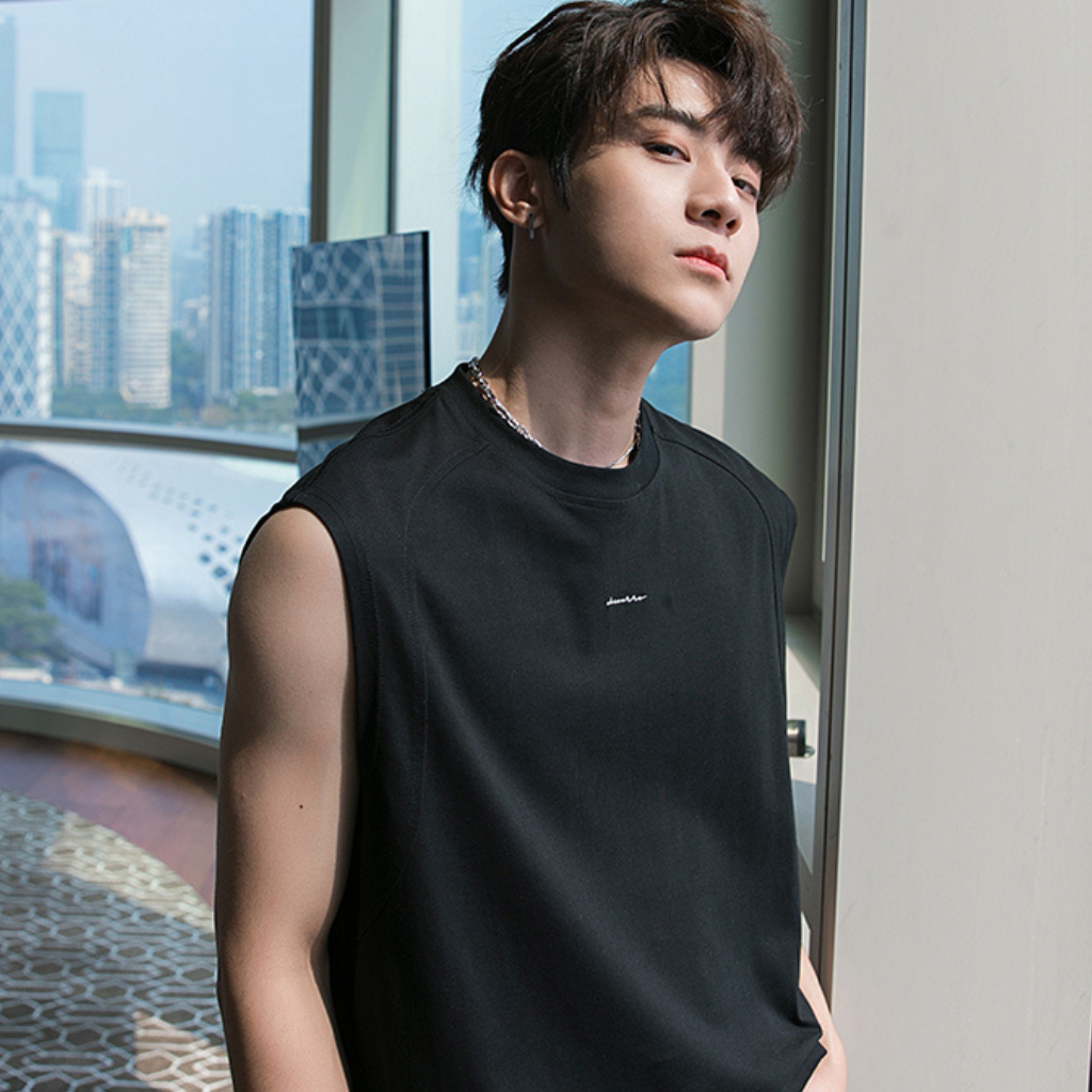 Áo ba lỗ nam sát nách thêu chữ CHICERRO trước ngực, form rộng vải thun cotton mềm mịn thoáng mát unisex big size,tanktop