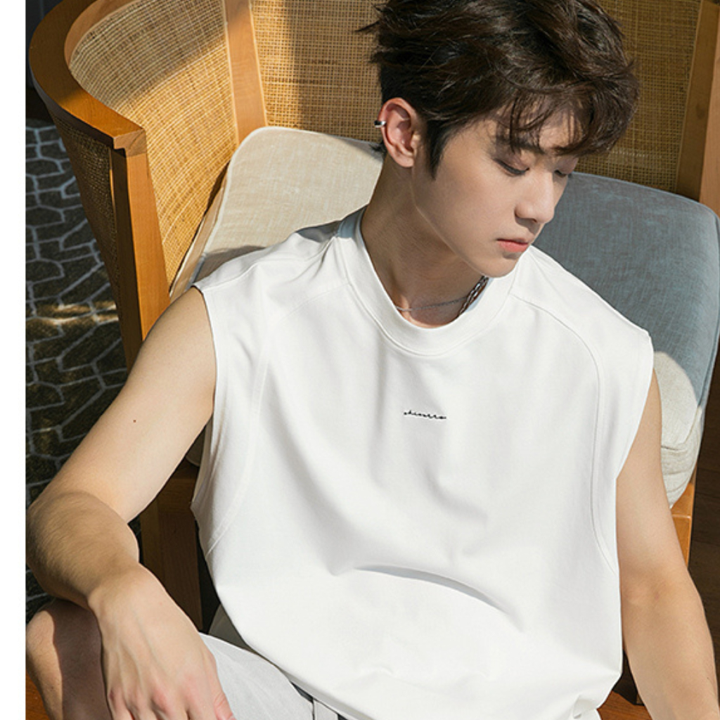 Áo ba lỗ nam sát nách thêu chữ CHICERRO trước ngực, form rộng vải thun cotton mềm mịn thoáng mát unisex big size,tanktop