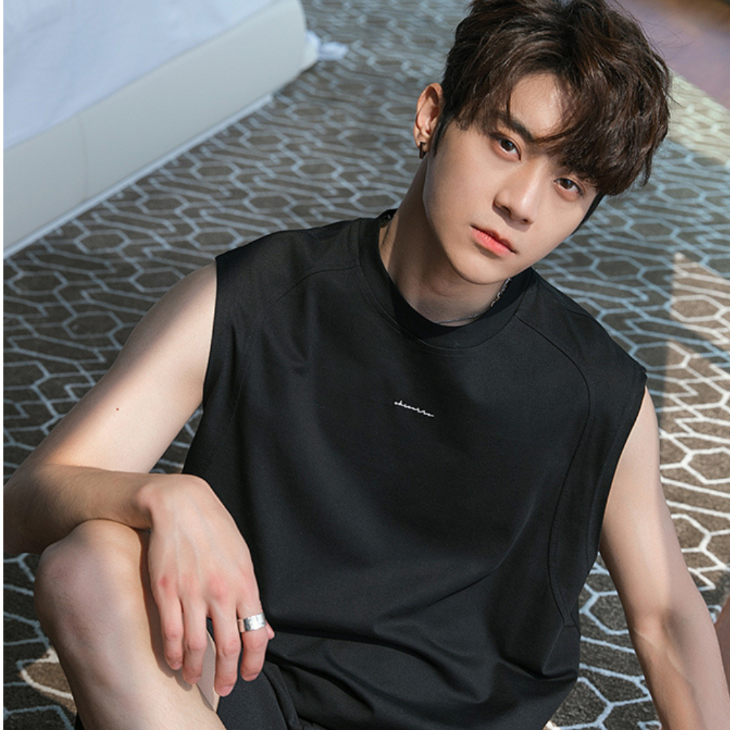 Áo ba lỗ nam sát nách thêu chữ CHICERRO trước ngực, form rộng vải thun cotton mềm mịn thoáng mát unisex big size,tanktop