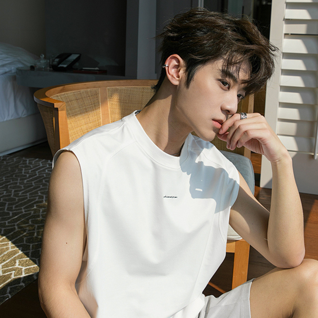 Áo ba lỗ nam sát nách thêu chữ CHICERRO trước ngực, form rộng vải thun cotton mềm mịn thoáng mát unisex big size,tanktop