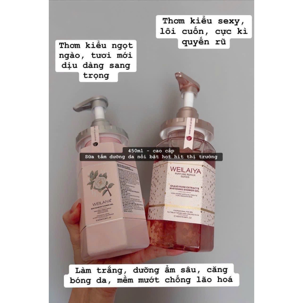 Sữa tắm Weilaiya hoa trà 450ml Zuka Beauty, sữa tắm trắng da hương nước hoa Weilaiya