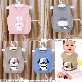Áo gile len chui đầu dokma da1635 cho bé từ 3-6m đến 18- 24 tháng