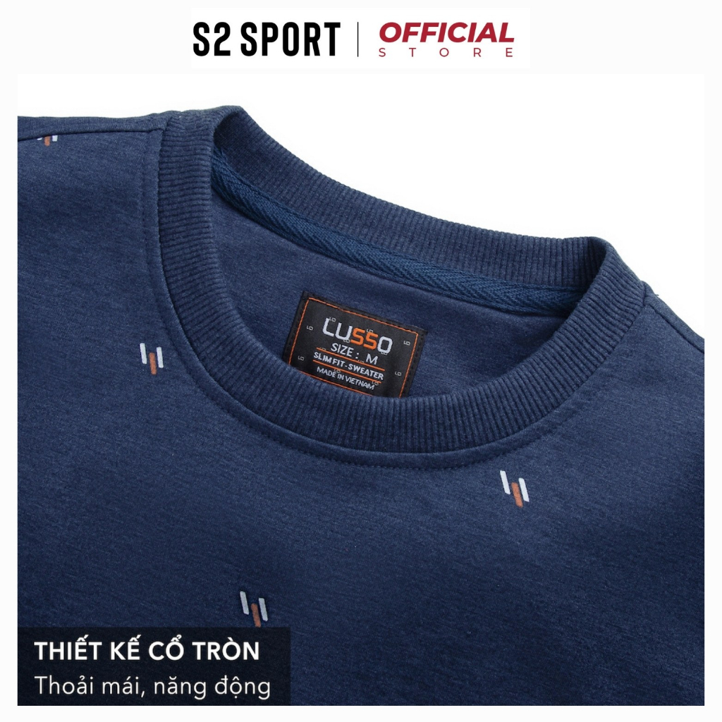 Áo thu đông nỉ nam dài tay S2 SPORT SW17 sweater cổ tròn bo chun họa tiết chấm bi chất nỉ cotton co giãn, bền màu