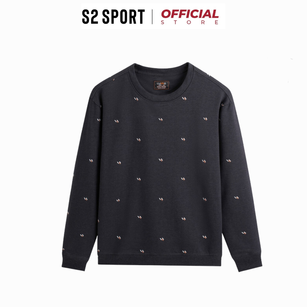 Áo thu đông nỉ nam dài tay S2 SPORT SW17 sweater cổ tròn bo chun họa tiết chấm bi chất nỉ cotton co giãn, bền màu