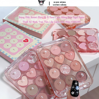 Bảng Mắt Sweet Mint 12 Ô Tone Cam Hồng Đào Ngọt Ngào  Thiết Kế Hình Trái Tim Lấp Lánh Bền Màu KUROMI