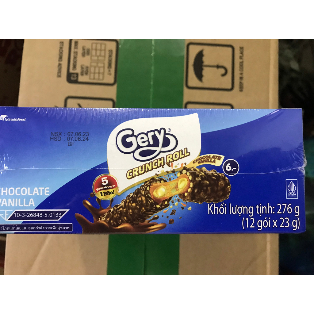 Bánh Cuộn Phủ Sô Cô La Gery Crunch Roll Chocolate Vanilla 276g