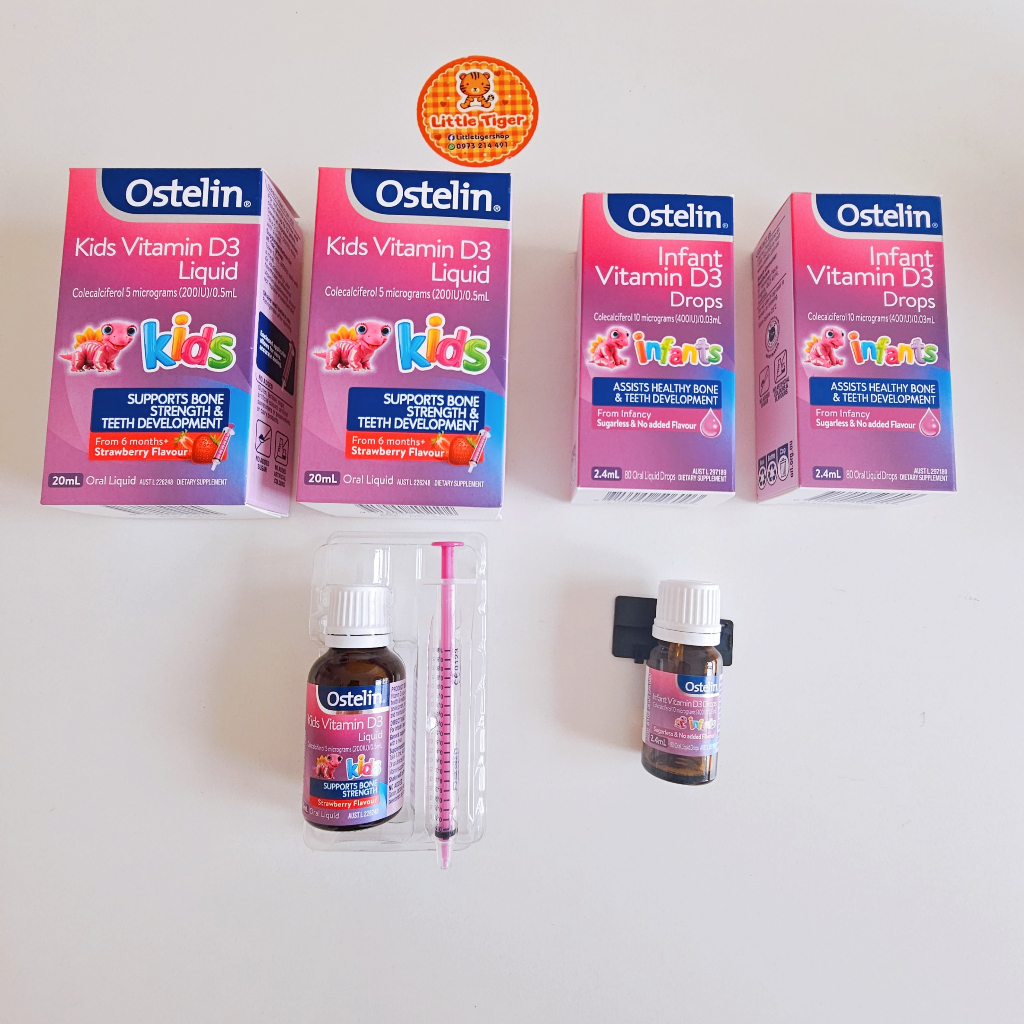 Vitamin D3 Ostelin cho bé sơ sinh và trẻ nhỏ dạng nhỏ giọt và xi lanh tiện lợi -Vitamin D cho bé Littletiger