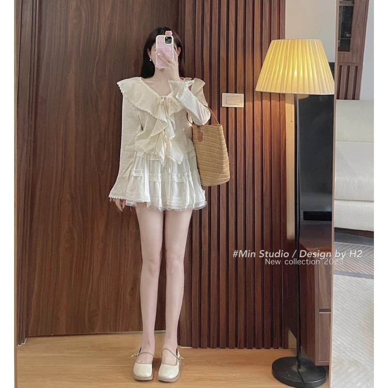 SET ÁO TIỂU THƯ BÈO TAY LOE + CV PHỐI VOAN