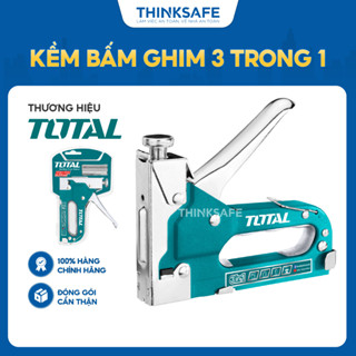Kìm bấm đinh ghim đa năng 3 trong 1 Total THT31143 điều chỉnh lực bắn tặng kèm 600 mũi ghim thẳng U đinh - Thinksafe