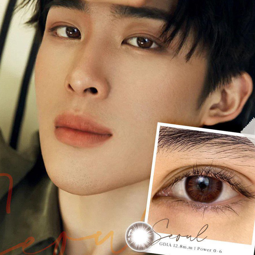 Lens tone nâu tự nhiên, giống hệt màu mắt | Gdia: 12.8mm | HSD 1 năm|Silicone | Seoul | Angeleyes