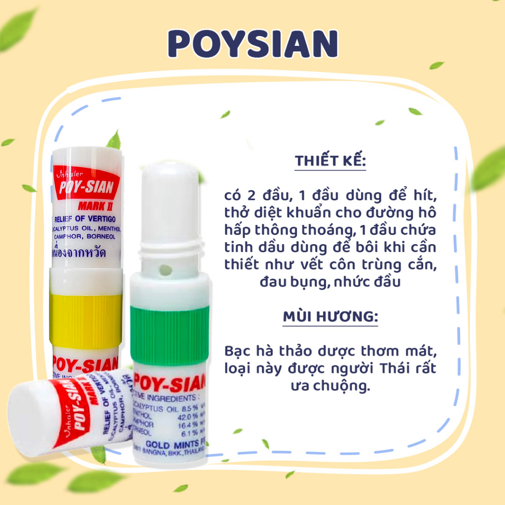 Ống Hít Thông Mũi Hương Bạc Hà Nội Địa Thái Lan Hàng Chính Hãng Menthol Nasal Inhaler 1.7ml