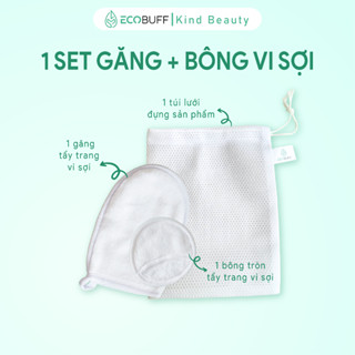 Bông tẩy trang vi sợi  tẩy trang khăn nóng Ecobuff tái sử dụng sạch da hỗ trợ giảm mụn ẩn, sợi bã nhờn