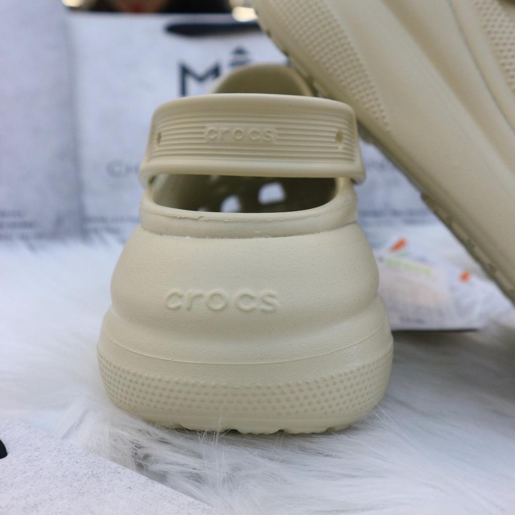 Giày Clog Unisex Crocs Crush Classic *Đế Cao* - Kem - Code : 207521-2Y2