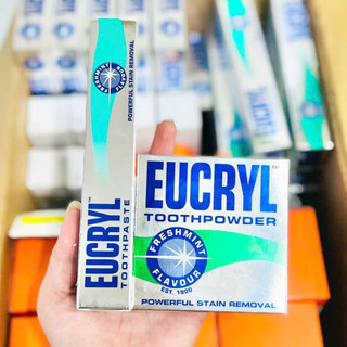 Kem Đánh Răng Bạc Hà Eucryl Toothpaste Trắng Răng Thơm Miệng & Bột Tẩy Trắng Cho Răng Nhạy Cảm