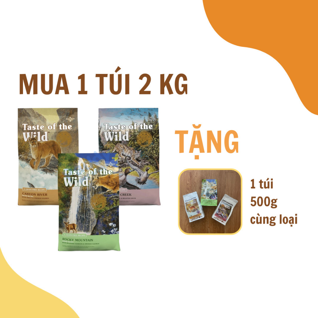 ( Chính Hãng) TASTE OF THE WILD HẠT CAO CẤP TỪ MỸ CHO MÈO Bao 2kg