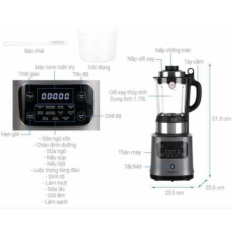 Máy làm sữa hạt xay nấu đa năng Kangaroo KG175HB1