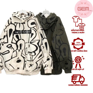 Áo hoodie nam nữ THỎ RABIT chất nỉ bông form rộng unisex mũ rộng , Hoodies mũ 2 lớp form thụng ulzzang phong cách Hàn